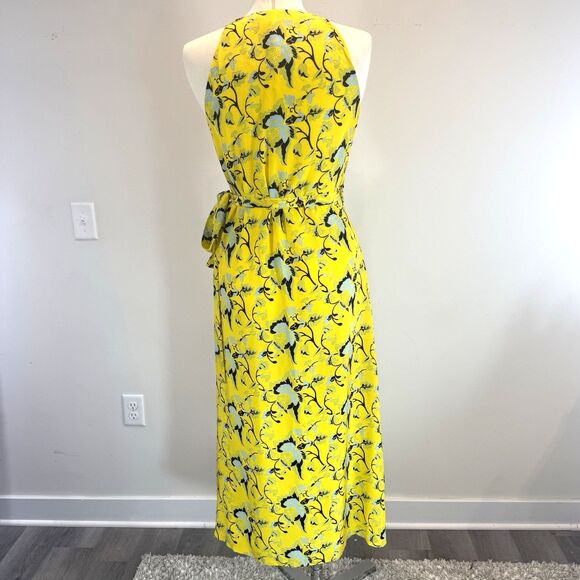 DVF Wrap Dress Maxi Silk Yellow Floral Tie Waist Size 8 READ DESCRIPTION - Picture 11 of 11